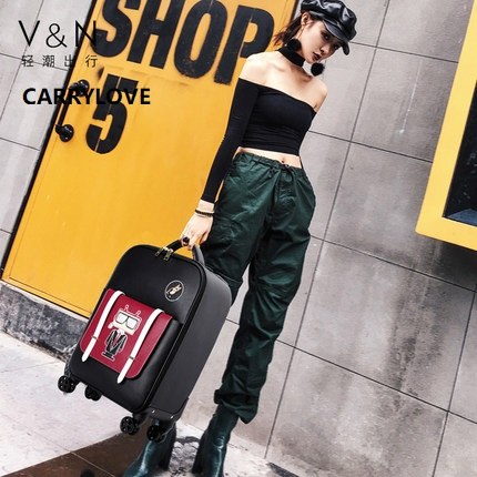 Carrylove Fashion High Quality For Short Trips 18 Inch Size  Pu Rolling Luggage Spinner Brand
