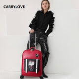 Carrylove Fashion High Quality For Short Trips 18 Inch Size  Pu Rolling Luggage Spinner Brand