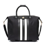Monfere Large Carry-Ons Travel Bag Drawbars Microfiber Vegan Leather Strip Luggage Overnight