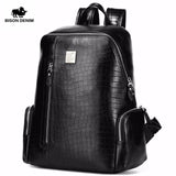 Bison Denim Genuine Leather 14" Laptop Backpacks School Backpack Male Travel Backpack Cowhide