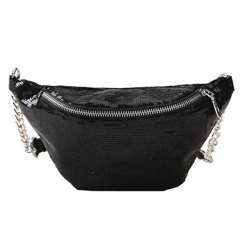 Women Fashion Sequins Leather Messenger Bag Shoulder Bag Chest Bag