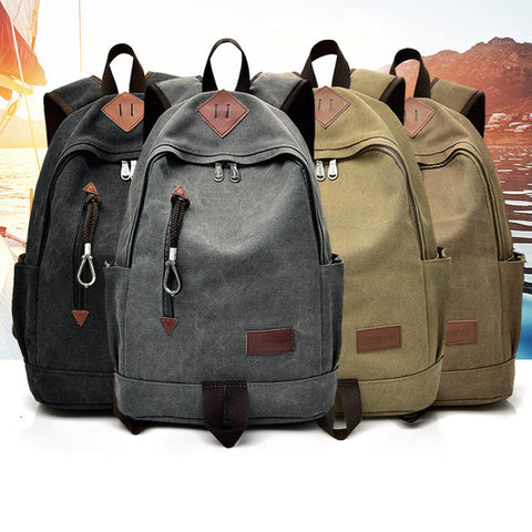 Casual Men Canvas Backpack School Travel Student School Laptop Bag