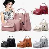 3Pcs Fashion Leather Tassel Shoulder Bag Crossbody Bag Handbag For Women Girls