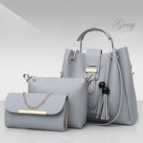 3Pcs Fashion Leather Tassel Shoulder Bag Crossbody Bag Handbag For Women Girls
