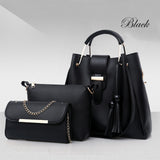 3Pcs Fashion Leather Tassel Shoulder Bag Crossbody Bag Handbag For Women Girls