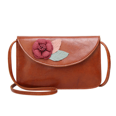 Fashion Women Flower Leather Crossbody Bag Messenger Bag Phone Bag Shoulder Bag