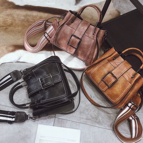 Retro Women'S Leather Shoulder Bags With Corssbody Bag&Handbag
