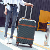 Letrend Women Vintage Rolling Luggage Spinner Suitcases Wheel Trolley Travel Bag Student Carry On