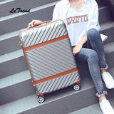 Letrend Women Vintage Rolling Luggage Spinner Suitcases Wheel Trolley Travel Bag Student Carry On