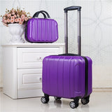 2Pcs Carry On Travel Suitcase Women Laptop Luggage Stripe Pattern Small Luggage 18" Spinner