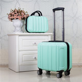 2Pcs Carry On Travel Suitcase Women Laptop Luggage Stripe Pattern Small Luggage 18" Spinner