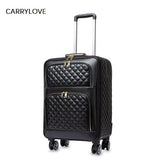 Carrylove Extravagant Elegant 16/20/24 Inch Size High Quality Embroidery  Pu Rolling Luggage