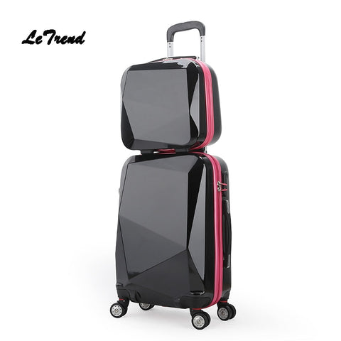 Letrend Women  Rolling Luggage Set Spinner Suitcases Wheel Trolleyvintage Password Travel Bag