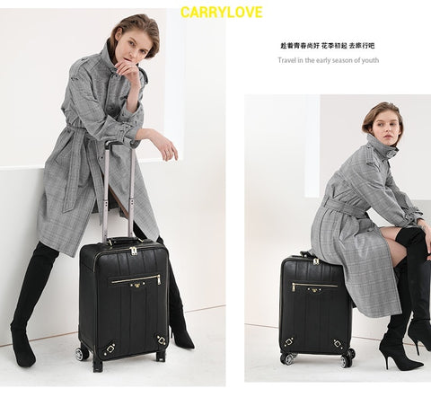 Carrylove Fashion Series Luggage 16/20/24 Inch Size The Latest Fashion Pu Rolling Luggage Spinner