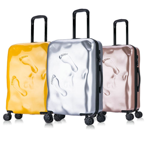Men And Women Vintage Trolley Luggage Personalized Damaged Travel Suitcase Footprint Trolley