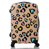 Women Travel Suitcase Girls Leopard Print Luggage Abs+Pc Universal Wheels Trolley Luggage Bag 20"