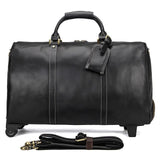 J.M.D Vintage Genuine Leather Trolley Bag Men Large Capacity Duffel Bag Huge Business Travel Bags