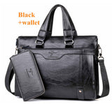 Men Business Leather Briefcase Shoulder Messenger Bag For 14" Laptop Men'S Crossbody Briefcase Bags