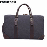 Canvas Leather Men Bucket Travel Bags Carry On Luggage Bags Men Duffel Bags Travel Tote Large