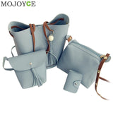 4Pcs/Set Fashion Women Bag Tassel Pure Pu Leather Composite  Bag Women Clutch Handbag Set Large