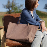 Aetoo Retro Blue Large Capacity Commuter Tote Bag Female Handbag Leather Shoulder Bag New Soft