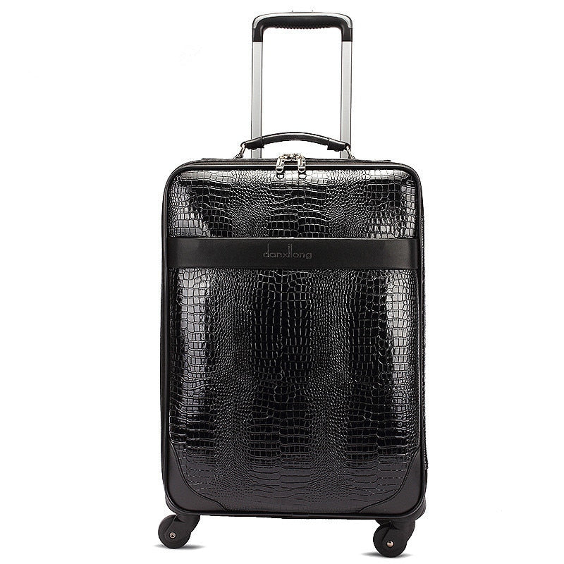 Wholesale!16Inch Crocodile Grain Pu Leather Travel Luggage Bags On Universal Wheels,High Quality