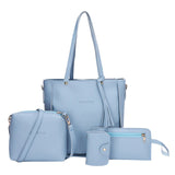 4Pcs/Set Fashion Women Bag Tassel Pure Pu Leather Composite  Bag Women Clutch Handbag Set Large
