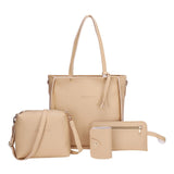 4Pcs/Set Fashion Women Bag Tassel Pure Pu Leather Composite  Bag Women Clutch Handbag Set Large