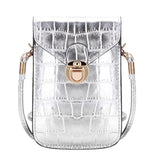 Osmond Silver Mobile Phone Mini Bags Small Clutches Shoulder Bag Crocodile Leather Women Handbag