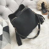 2018 Fashion Scrub Women Bucket Bag Vintage Tassel Messenger Bag High Quality Retro Shoulder Bag