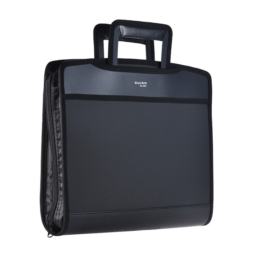 Multifunctional Zippered Business Protfolio Briefcase A4 File Folder Organizer Bag With Cd