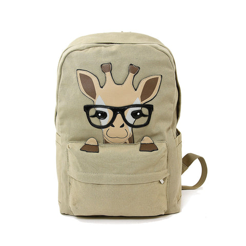 Nerdy Baby Giraffe Canvas Backpack