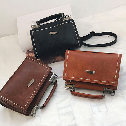 Women'S Fashion Solid Color Leather Shoulder Bags With Corssbody Bag&Handbag