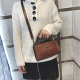 Women'S Fashion Solid Color Leather Shoulder Bags With Corssbody Bag&Handbag