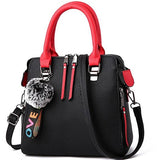 Pu Leather Women Messenger Bag Fur Ball Crossbody Flap Bag Female  Shoulder Bag Solid Color