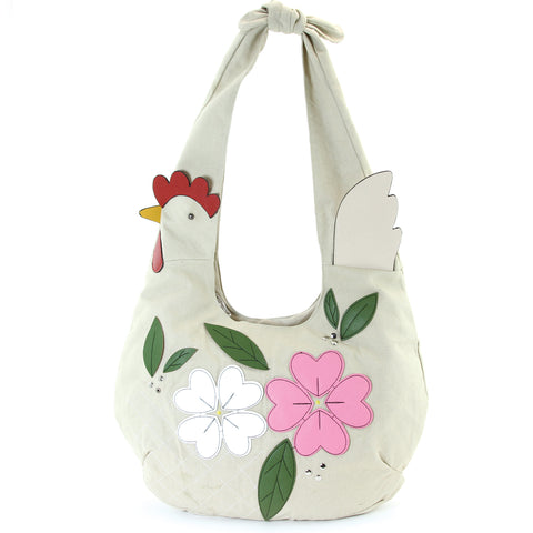 Floral Chicken Hobo In Canvas Material