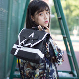 Japanese Girl College Bow Jk Uniforms Backpack Punk Darkness Gothic Five Star Women Girl Black Pu