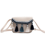 Womens Leather Crossbody Bag Vintage Tassel Shoulder Bags Messenger Bag