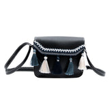 Womens Leather Crossbody Bag Vintage Tassel Shoulder Bags Messenger Bag
