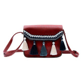 Womens Leather Crossbody Bag Vintage Tassel Shoulder Bags Messenger Bag