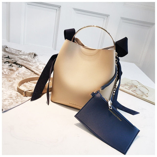 Voless Women Handbags Fashion Women Bucket Crossbody Female Bags Chain Mental Handle Ladies Bag