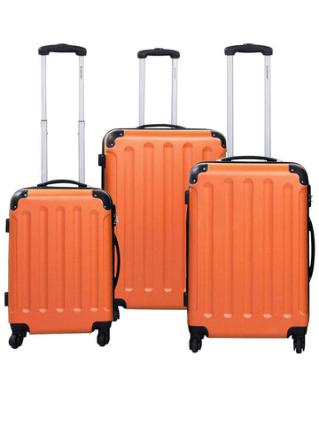Globalway 3 Pcs Luggage Travel Set Bag Abs Trolley Suitcase Orange