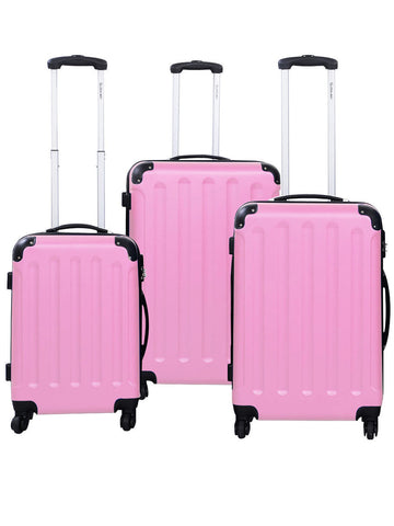 Globalway 3 Pcs Luggage Travel Set Bag Abs Trolley Suitcase Pink