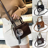 Women Fashion Leather Hairball Handbag Shoulder Bag Casual Tote Bag