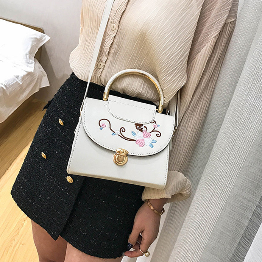 Woman Tote Casual Bags Crossbody Bag Embroidered Leather Handbag Shoulder Bag