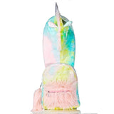 Sugar Baby Softy Girl'S Tie-Dyed Colorful Unicorn Hooded Backpack Removable Hat Cool Street Style