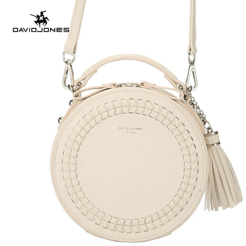 Davidjones Women Messenger Bags Leather Female Messenger Bags Small Lady Knitting Circular Bag