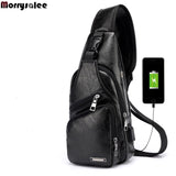 Men'S Crossbody Bags Men'S Usb Chest Bag Designer Messenger Bag Leather Shoulder Bags Diagonal