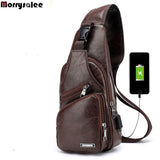 Men'S Crossbody Bags Men'S Usb Chest Bag Designer Messenger Bag Leather Shoulder Bags Diagonal