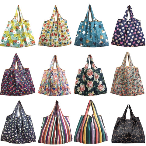 2018 New Lady Foldable Recycle Shopping Bag Eco Reusable Shopping Tote Bag Cartoon Floral Fruit